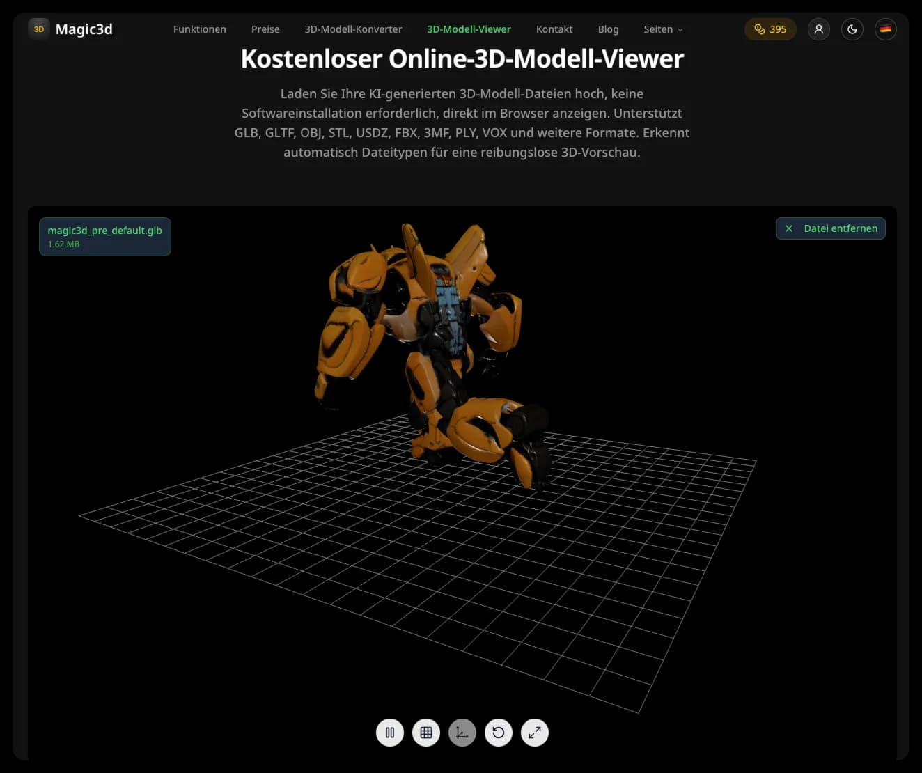 Magic3D 3D viewer for inspecting a mesh model