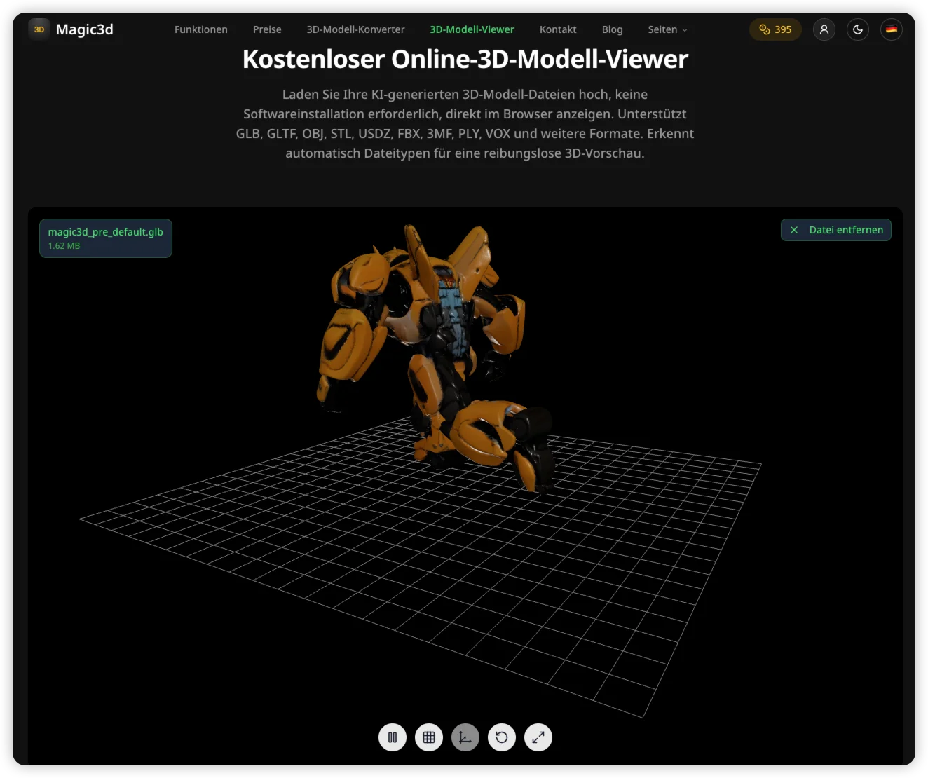 Free Online 3D Model Viewer - Preview GLB, OBJ, STL & More | Magic 3D ...